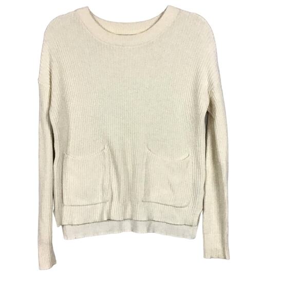 Madewell Patch Pocket Pullover Crewneck Knit Sweater Sz XXS Ivory Cream - Picture 6 of 13